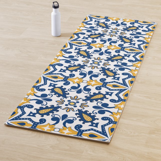 💙💛 Beautiful blue and yellow Azulejos,   Yoga Ma Yoga Mat (In Situ)