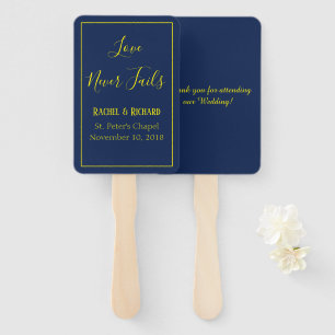 Beautiful Blue and Yellow Wedding Hand Fan