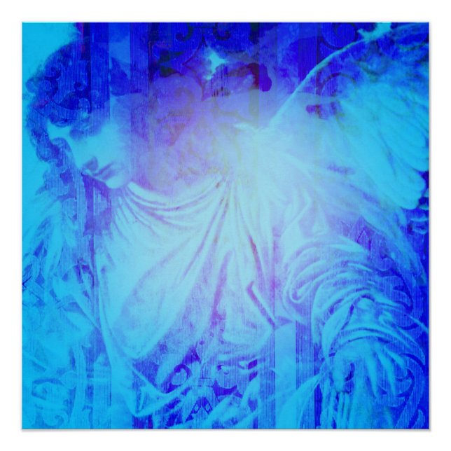 Beautiful Blue Angel of Protection and Forgiveness Poster (Front)