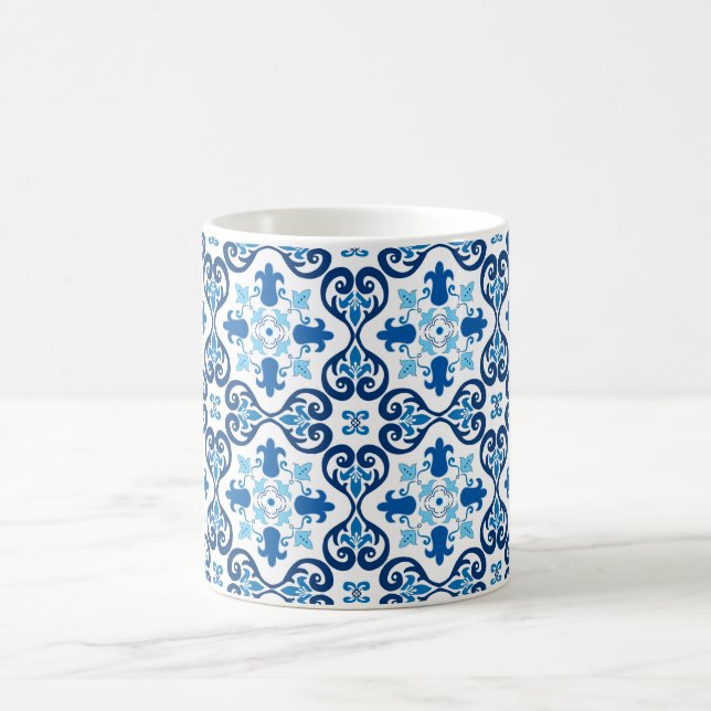 💙 Beautiful blue Azulejos III small tiles  Coffee Mug (Center)