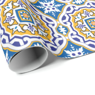 💙 Beautiful blue Azulejos IV Wrapping Paper