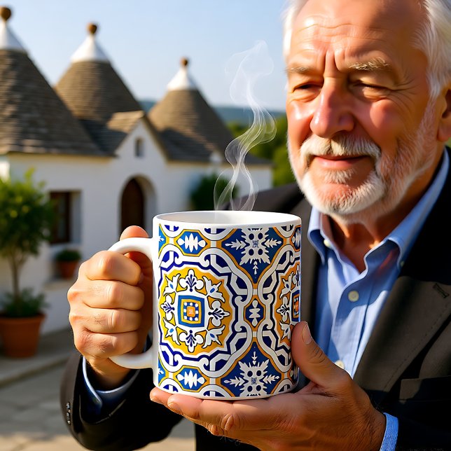 💙 Beautiful blue Azulejos IV XXL tile Coffee Mug (Beautiful blue Azulejos IV XXL tile Coffee Mug)