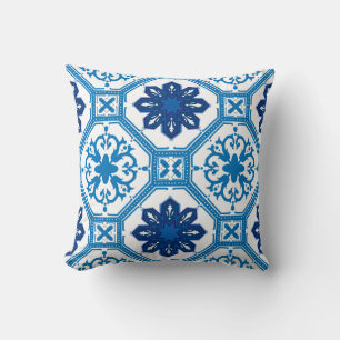 💙 Beautiful blue Azulejos, XL tile size Cushion