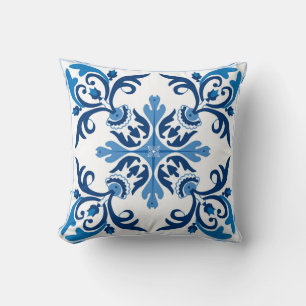 💙 Beautiful blue Azulejos, XXL tile size Throw  Cushion