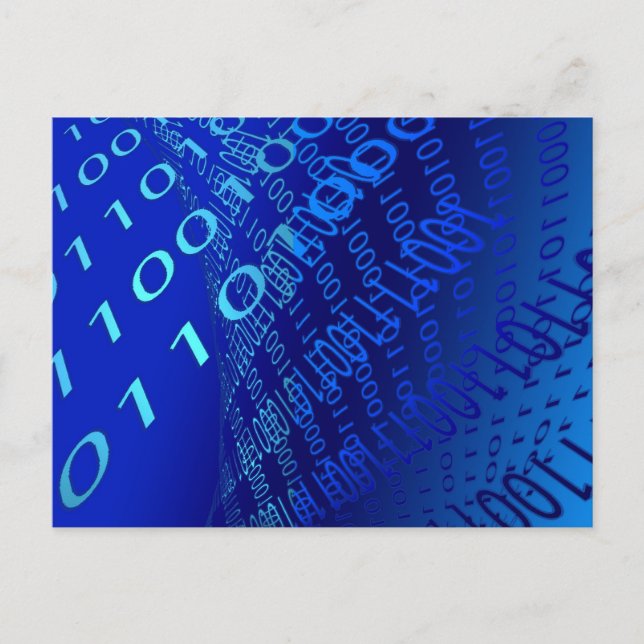 Beautiful Blue Binary Postcard (Front)