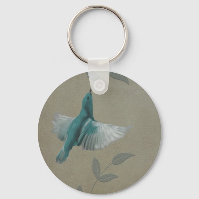 Beautiful Blue Bird Key Ring (Front)