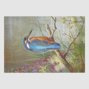Beautiful Blue Bird Kingfisher Watercolor Painting Tissue Paper