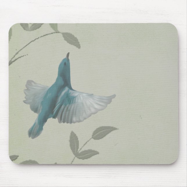 Beautiful Blue Bird Mouse Mat (Front)