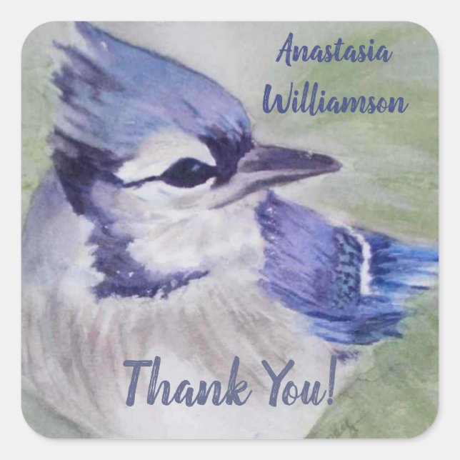 BEAUTIFUL BLUE BIRD SQUARE STICKER (Front)