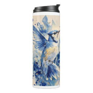 Beautiful blue bird thermal tumbler
