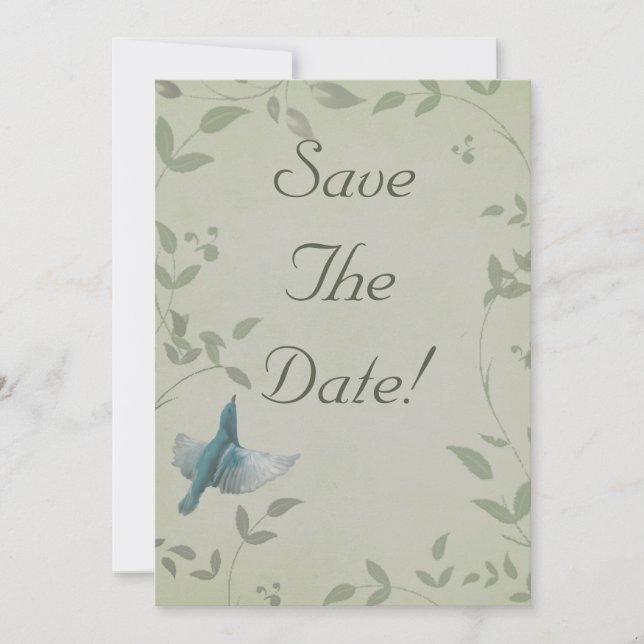 Beautiful Blue Bird Wedding Save The Date Invitation (Front)