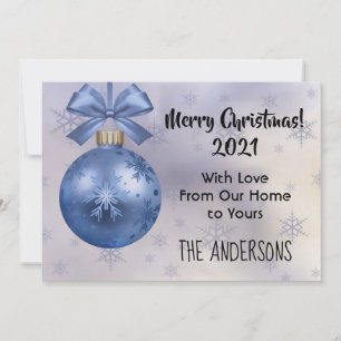 Beautiful Blue Bobble Ornament Silk Ribbon Card