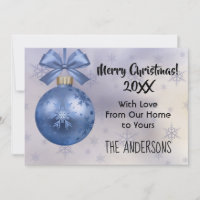 Beautiful Blue Bobble Ornament Silk Ribbon Card