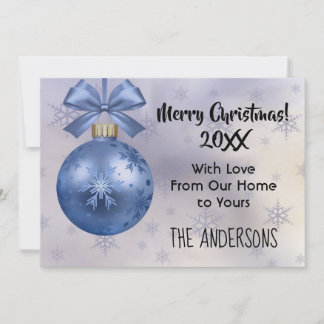 Beautiful Blue Bobble Ornament Silk Ribbon Card