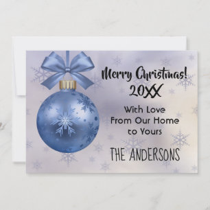 Beautiful Blue Bobble Ornament Silk Ribbon Card