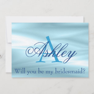 Beautiful Blue Bridesmaid Proposal Monogram Name Invitation