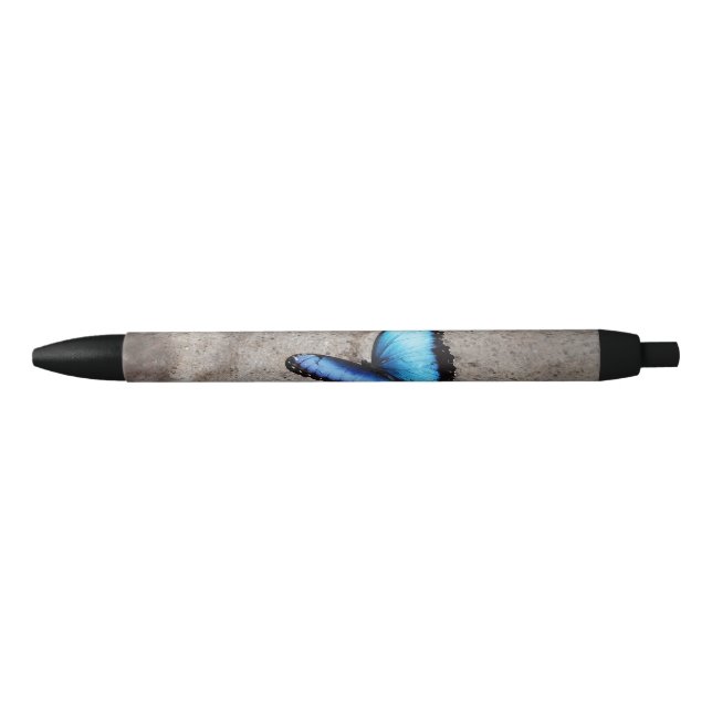 Beautiful Blue Butterfly Black Ink Pen (Front)