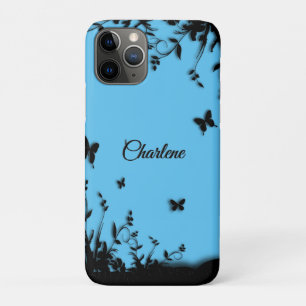 Beautiful Blue Butterfly Garden Personalised iPhone 11 Pro Case