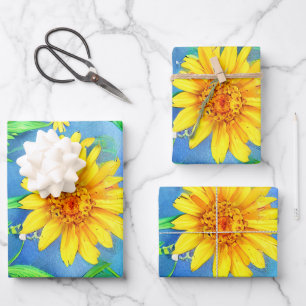 Beautiful Blue Butterfly in a Flower Meadow Wrapping Paper Sheet