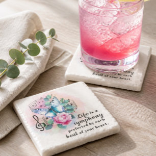 Beautiful Blue Butterfly Inspirational Quote Stone Coaster