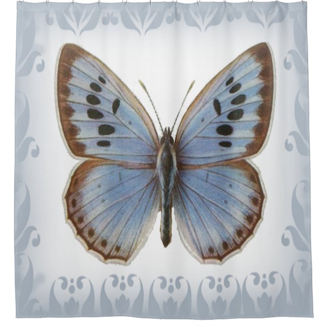 Beautiful Blue Butterfly Shower Curtain (Front)