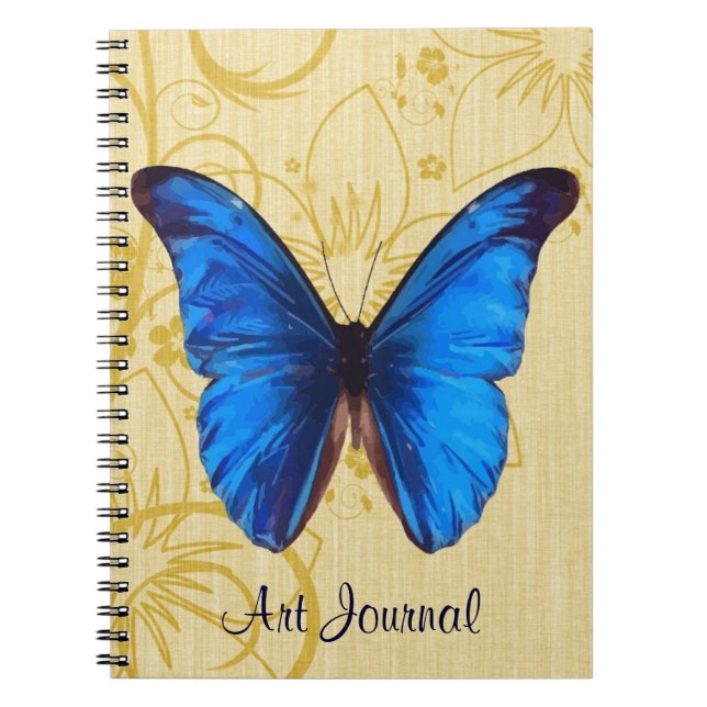 Beautiful Blue Butterfly Vintage Art Journal (Front)