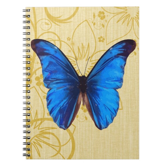 Beautiful Blue Butterfly Vintage art Notebook (Front)