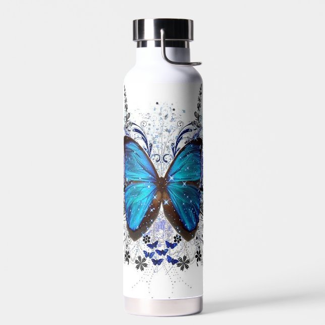 Beautiful Blue Butterfly Water Bottle (Left)