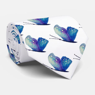 Beautiful Blue Butterfly Watercolor Art Tie