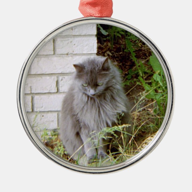 Beautiful Blue Cat Metal Tree Decoration (Front)