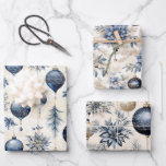 Beautiful Blue Christmas Bauble  Mix Wrapping Paper Sheet<br><div class="desc">Beautiful blue Christmas bauble mix papers. Trendy blue Christmas gift wrapping papers. Elegant papers.</div>