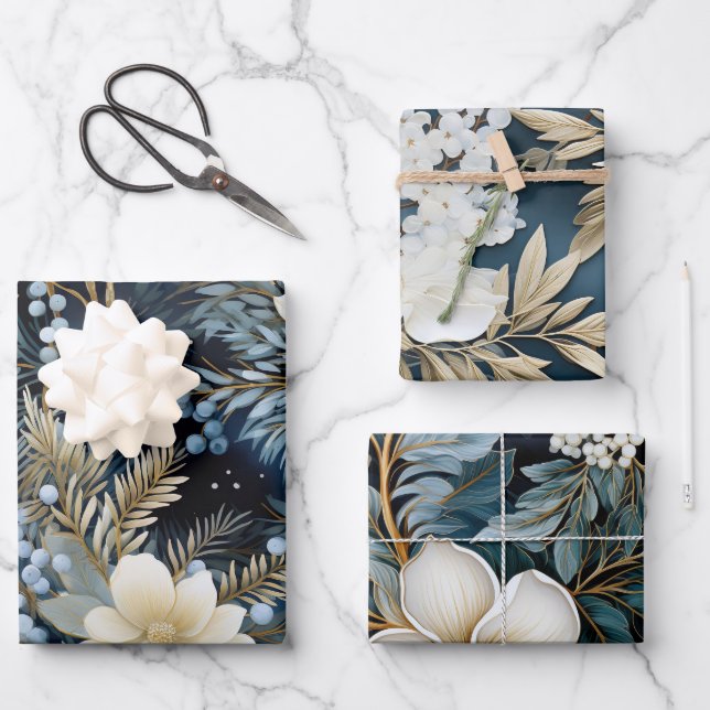 Beautiful Blue Christmas   Mix Wrapping Paper Sheet (Front)