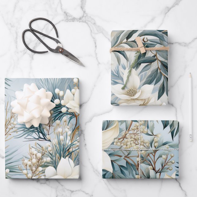 Beautiful Blue Christmas   Mix Wrapping Paper Sheet (Front)