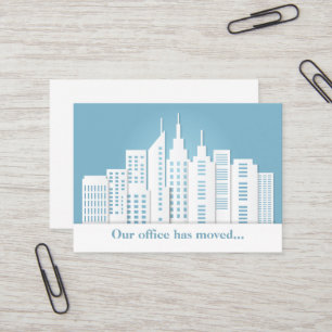 Beautiful Blue City Skyline Change of Address Business Card