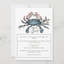 Beautiful Blue Crab Design Invitation