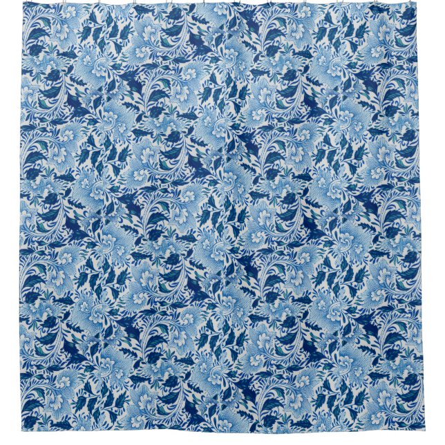 Beautiful Blue Damask Shower Curtain (Front)