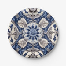 Beautiful Blue Delft Look Paper Plate