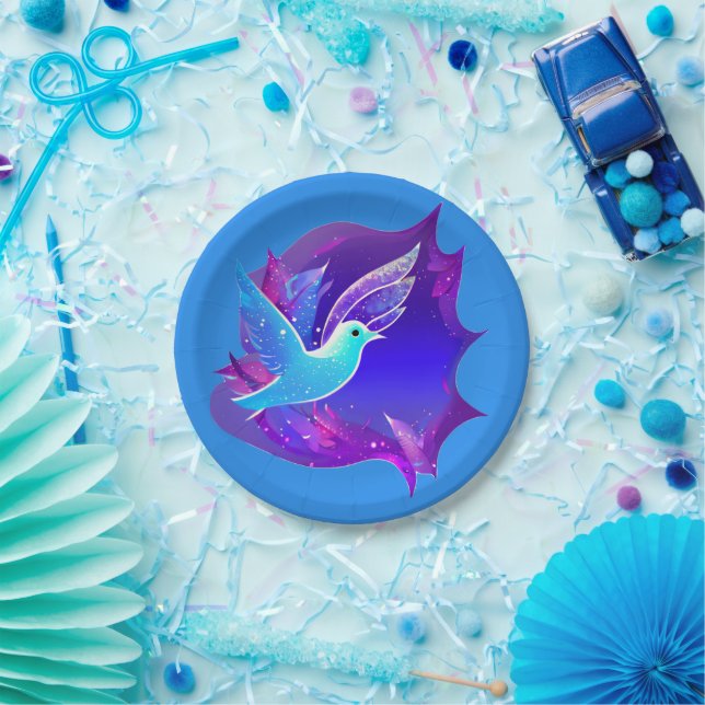 Beautiful Blue Dove Graphic  Paper Plate (Party)