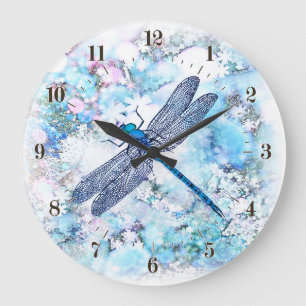 Beautiful Blue Dragonfly Large Clock