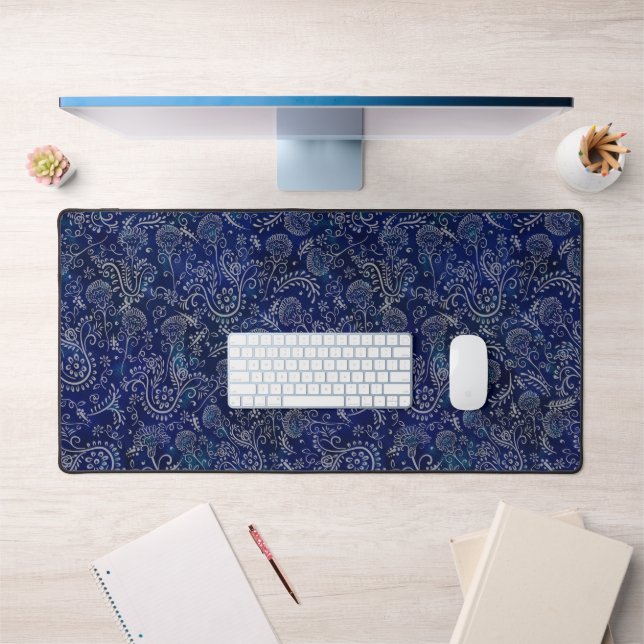 Beautiful Blue Dreamy Batik Botanicals  Desk Mat (Office 1)