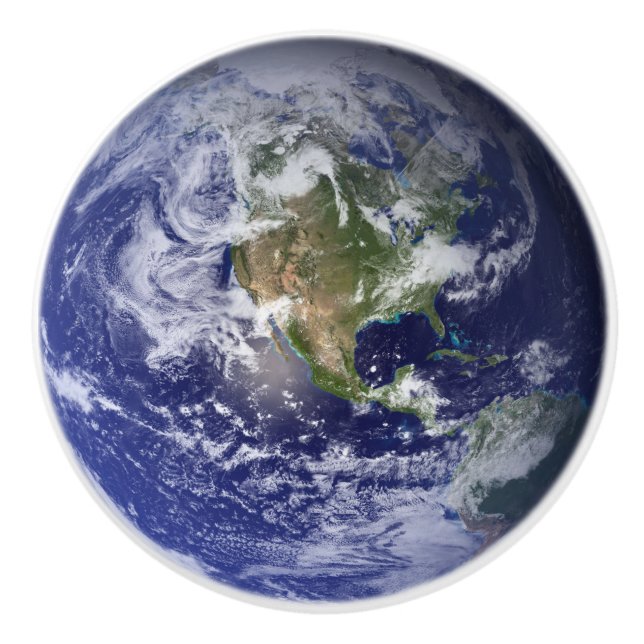Beautiful Blue Earth Solar System Planet Home Ceramic Knob (Front)