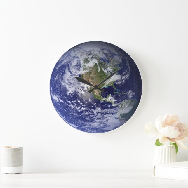 Beautiful Blue Earth Solar System Planet Home Large Clock (Home)