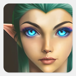 Beautiful Blue Eyed Fairy Square Sticker
