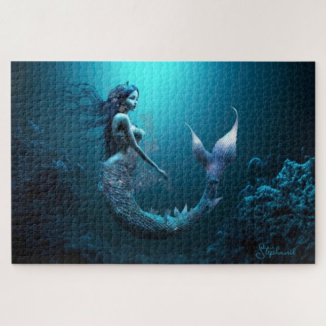  Beautiful Blue Fantasy Mermaid Jigsaw Puzzle (Horizontal)