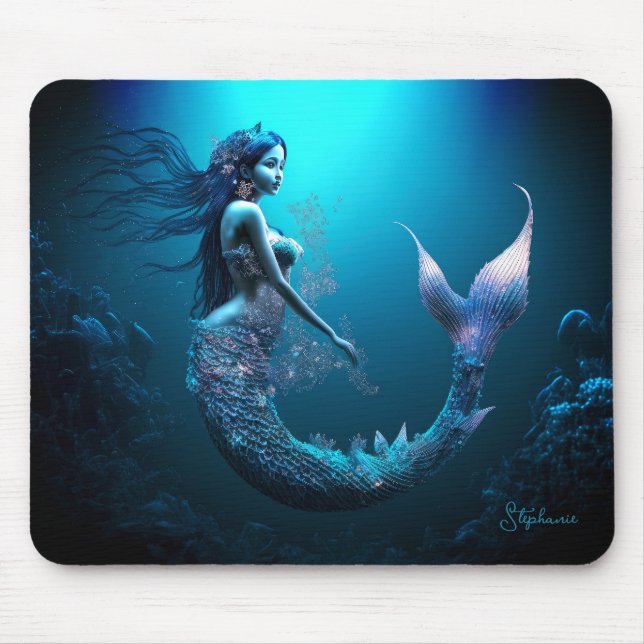  Beautiful Blue Fantasy Mermaid Mouse Mat (Front)