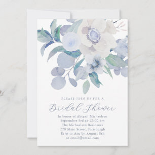 Beautiful Blue Floral Bridal Shower Invitation