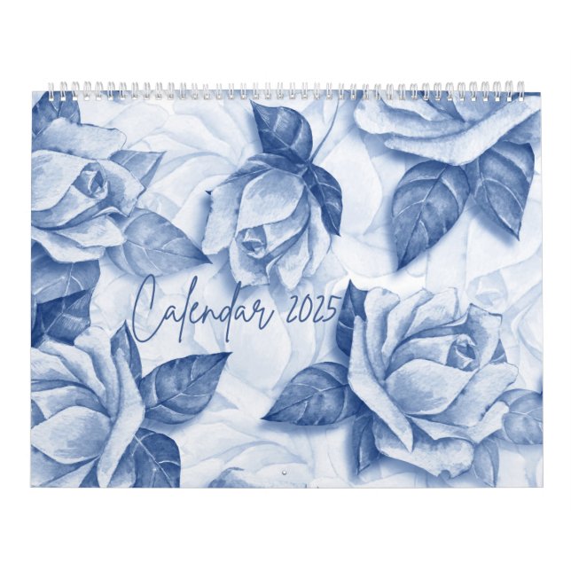 beautiful blue floral calendar 2025 (Cover)
