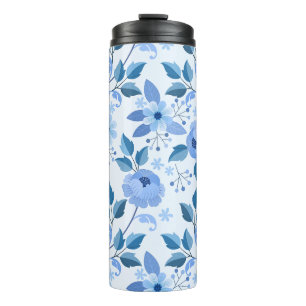 beautiful blue Floral Design gift pattern for her Thermal Tumbler