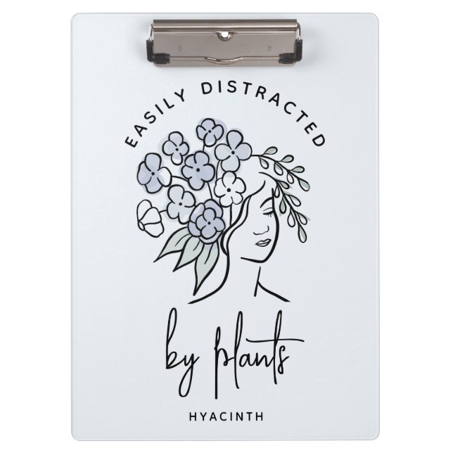 Beautiful Blue Floral Gardener Personalised Cute Clipboard (Front)