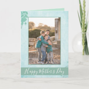 Beautiful Blue Floral Happy Mother's Day Photo Card